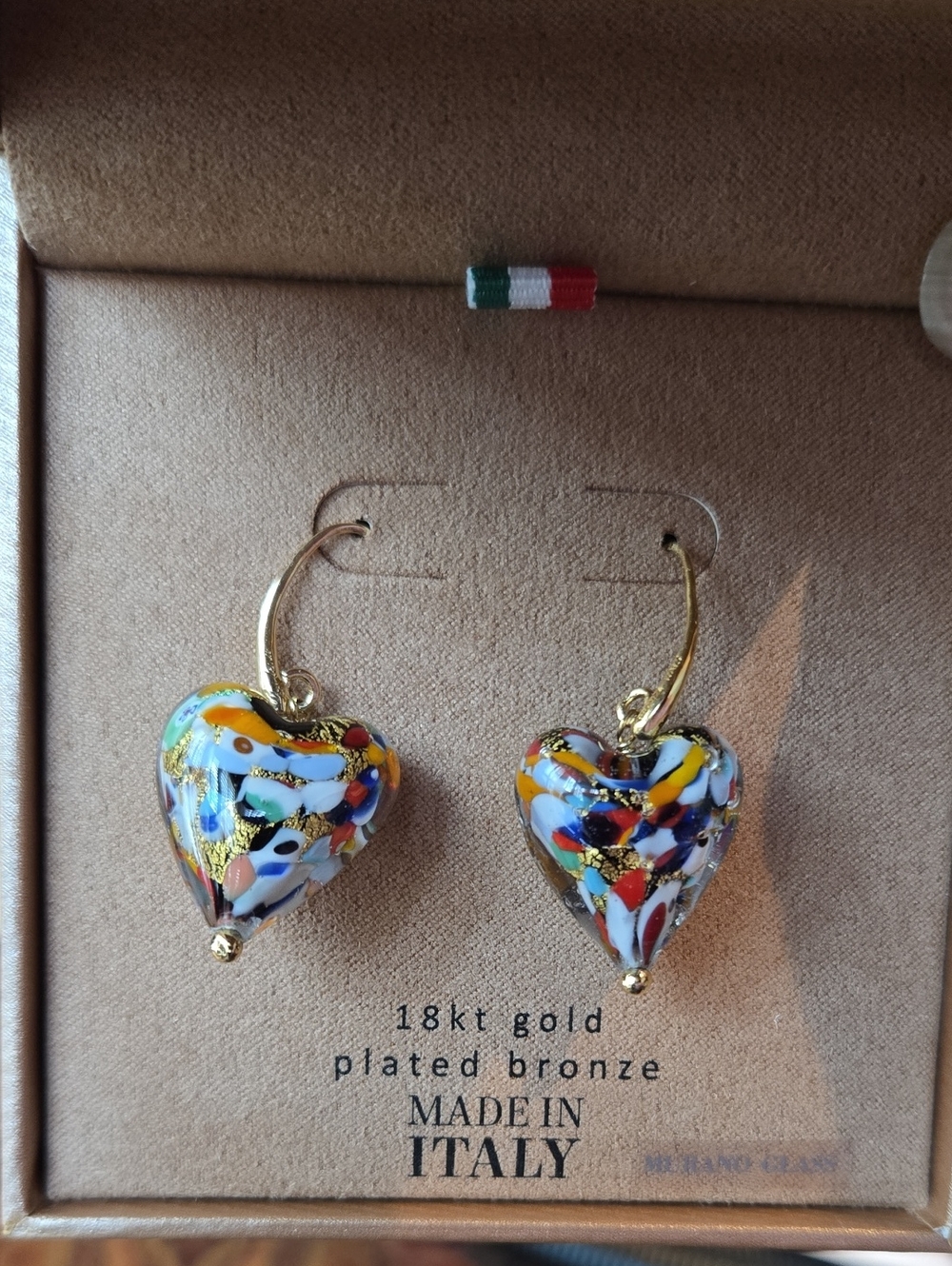 Mia Fiore Multicolor Heart Murano Glass Drop Earrings - Gold-Plated